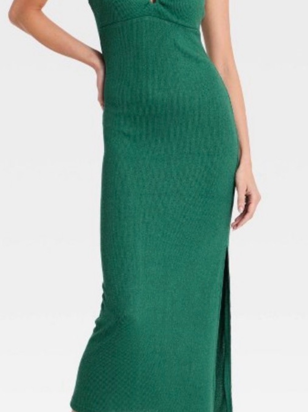 a new day Green Ribbed Maxi dress with Side Slit